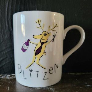 Pottery Barn Christmas Santa's Reindeer Porcelain Coffee Mug - Blitzen